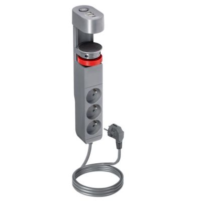 Przedłużacz biurkowy 3-krotny 2P+Z  2xUSB+1 typu C 1,5m ORNO (PS-5/G/1,5M)